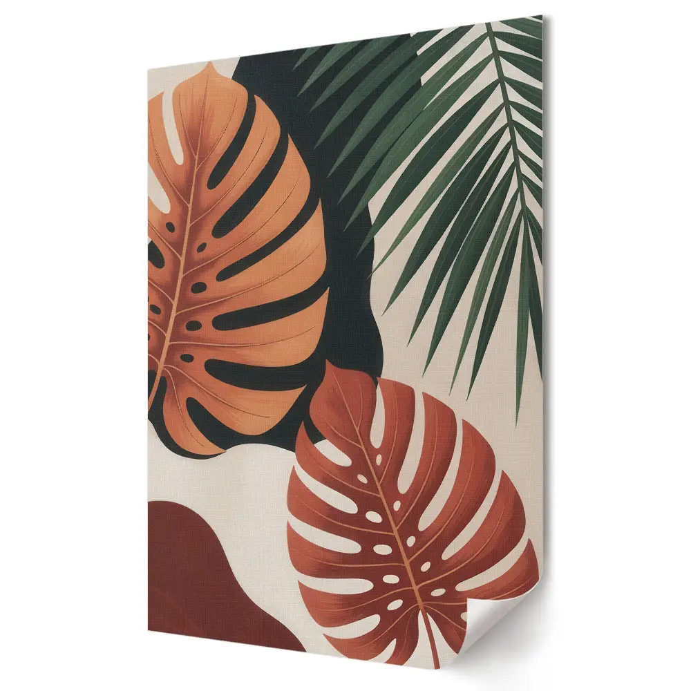 Plakat na materiale polycanvas Tropikalne liście w nowoczesnym stylu