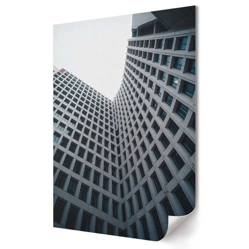 Nowoczesny plakat dekoracyjny przedstawiający nowoczesną architekturę w miejskim krajobrazie