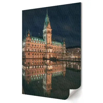 Nowoczesny plakat dekoracyjny Nocny blask ratusza w Hamburgu