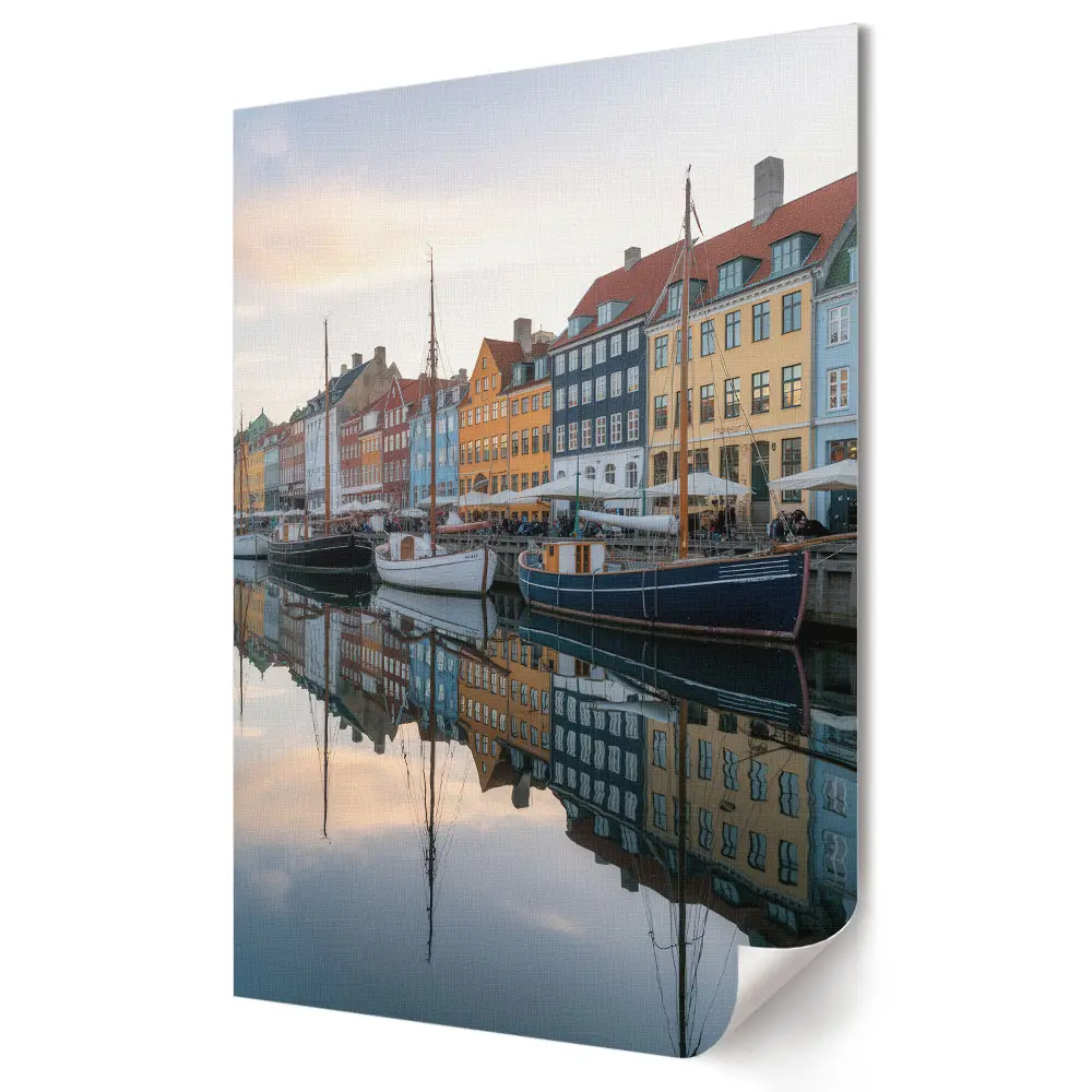 Plakat na materiale polycanvas Kolorowe kamienice nad wodą
