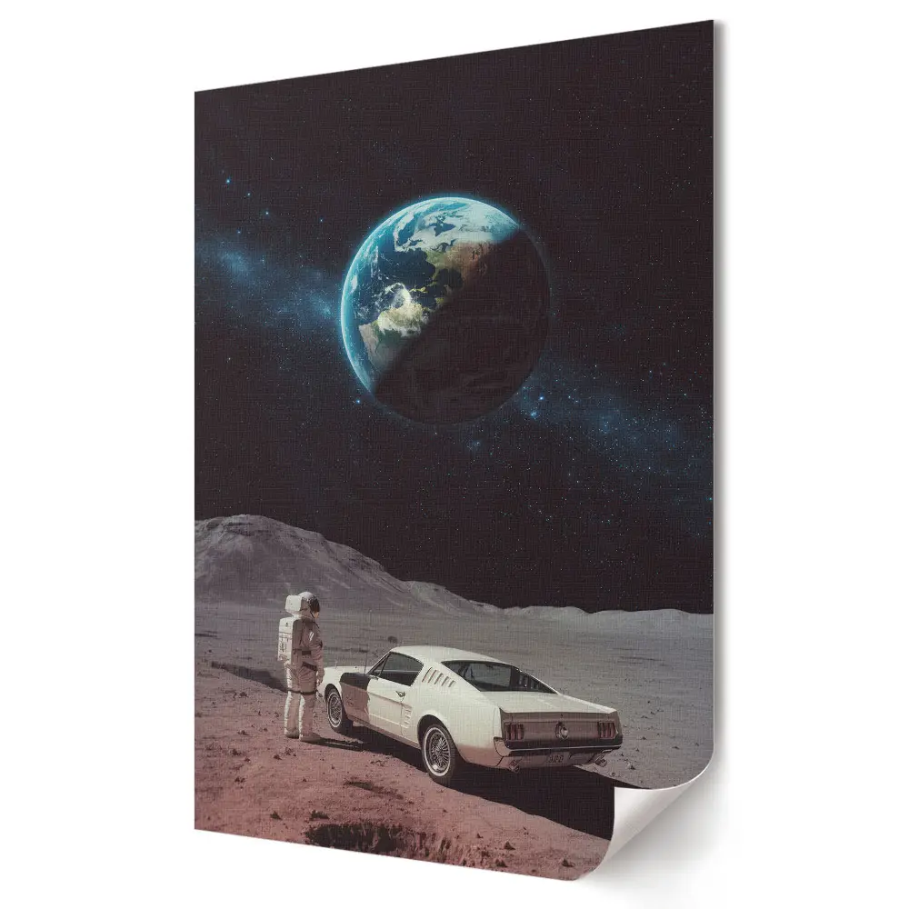 Plakat na materiale polycanvas Kosmiczna podróż w stylu retro