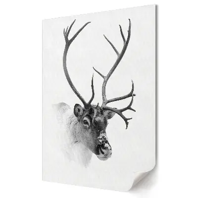 Nowoczesny plakat dekoracyjny Renifer w zimowej scenerii monochromatycznej