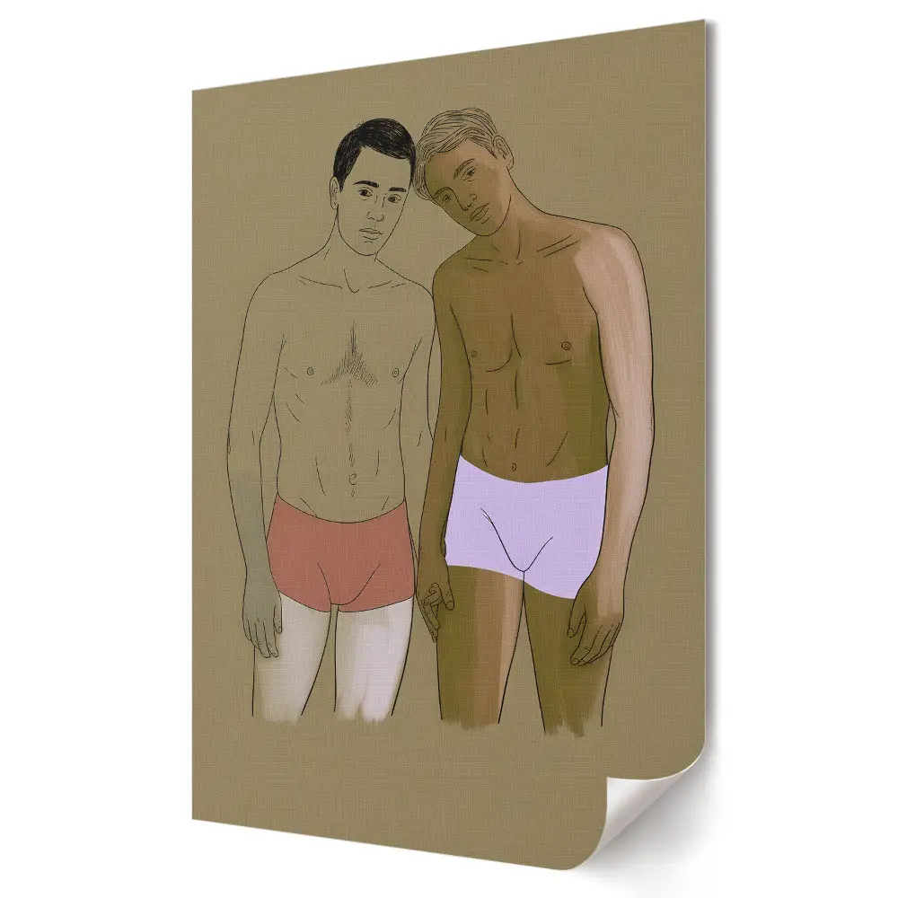 Stylowy plakat na ścianę Intymność w codziennym życiu mężczyzn