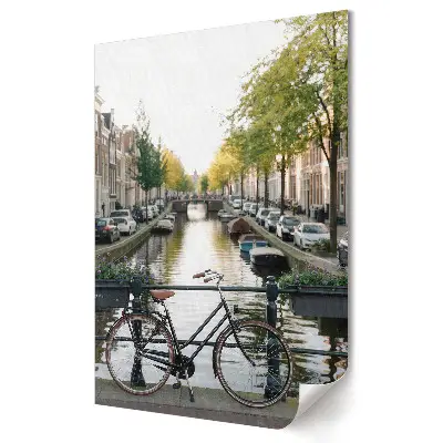 Grafika ścienna na płótnie Urokliwy kanał w Amsterdamie z rowerem