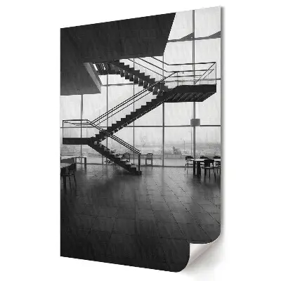 Nowoczesny plakat dekoracyjny Nowoczesna klatka schodowa w monochromie