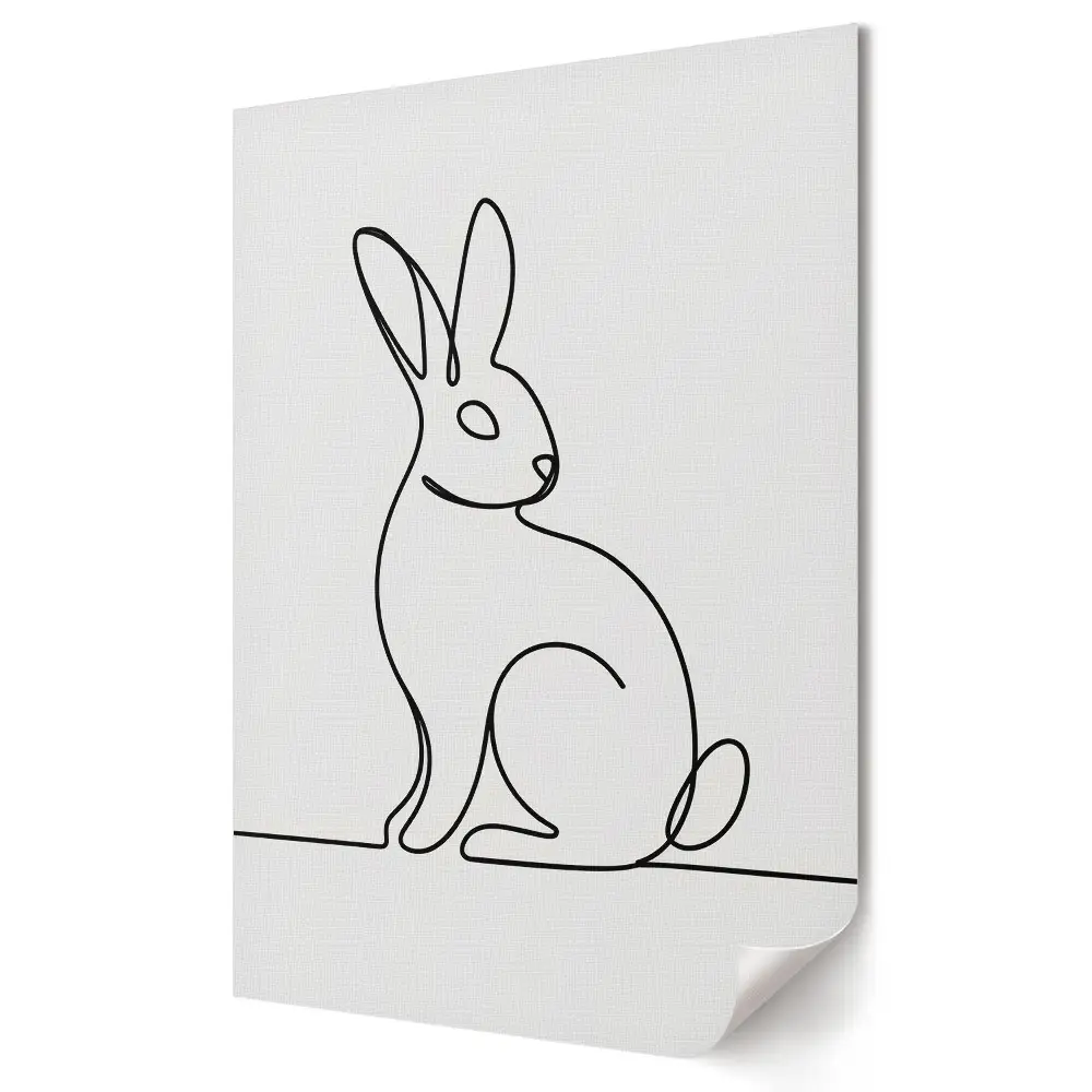 Nowoczesny plakat dekoracyjny z minimalistycznym zarysem królika w linii