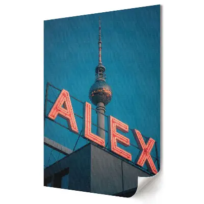 Nowoczesny plakat dekoracyjny Berlin z neonowym znakiem i wieżą