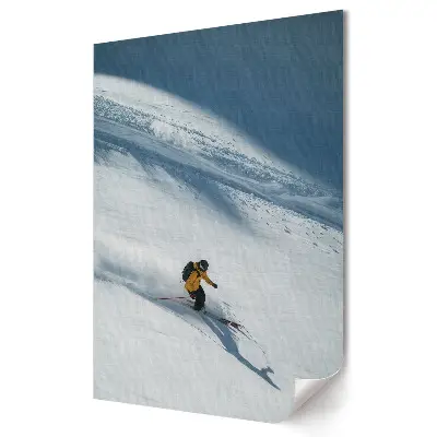 Plakat na materiale polycanvas Zimowe szaleństwo na stoku górskim