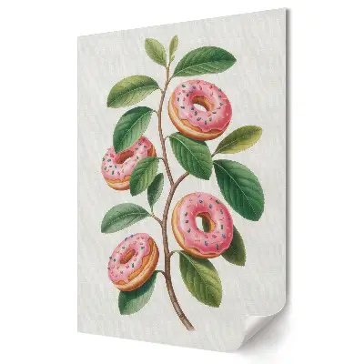 Plakat na materiale polycanvas Donuty na gałęzi w kolorach pastelowych