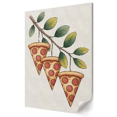 Nowoczesny plakat dekoracyjny Pizza na gałęzi wesołego drzewa