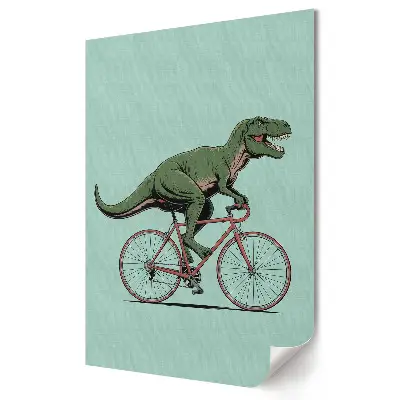 Plakat na materiale polycanvas Dinozaur na rowerze w akcji
