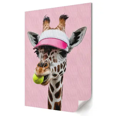 Stylowy plakat na ścianę Giraffe Ready for Tennis Fun