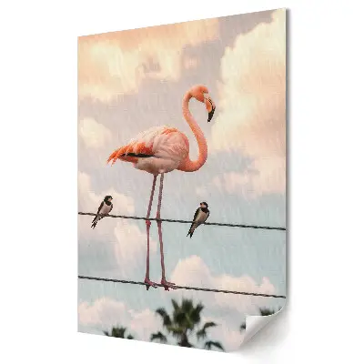 Grafika ścienna na płótnie Flamingo na tle pastelowego nieba