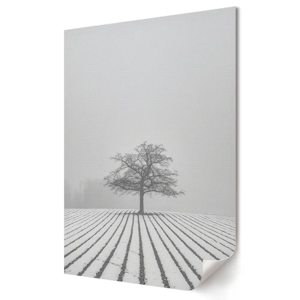 Plakat na materiale polycanvas Pusty krajobraz w zimowej szarości