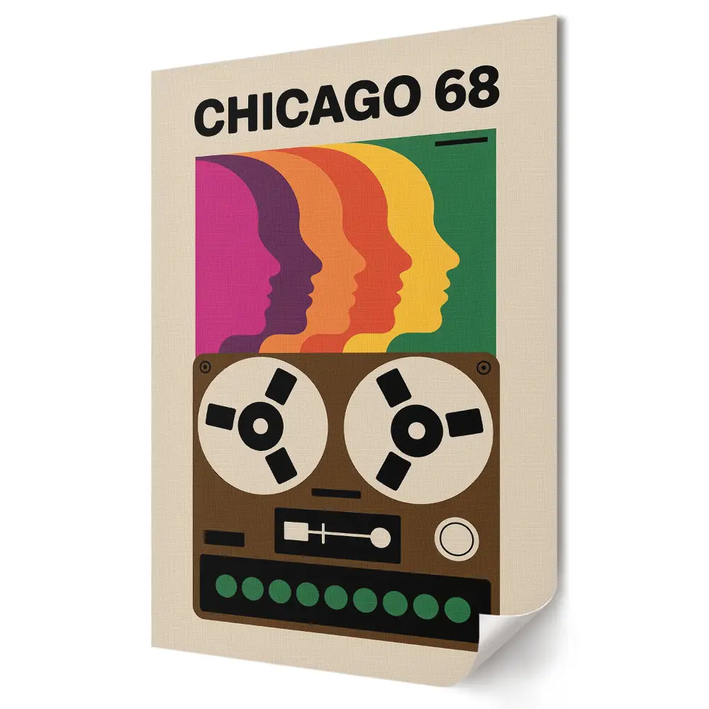Stylowy plakat na ścianę Muzyczna historia Chicago 68 roku
