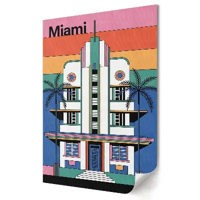 Grafika ścienna na płótnie Kolorowa architektura Miami w stylu retro