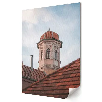 Stylowy plakat na ścianę Zabytkowa wieża nad dachami miasta