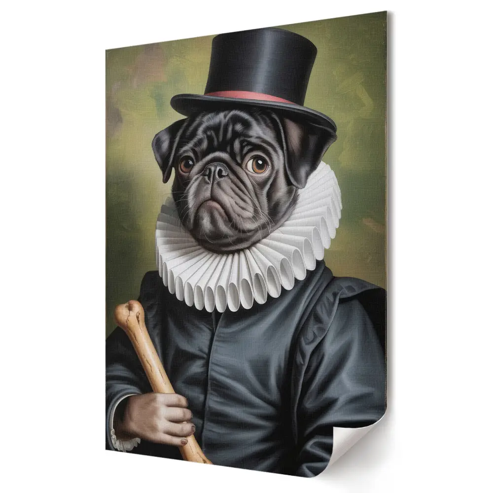 Nowoczesny plakat dekoracyjny Pies w eleganckim stroju z epoki