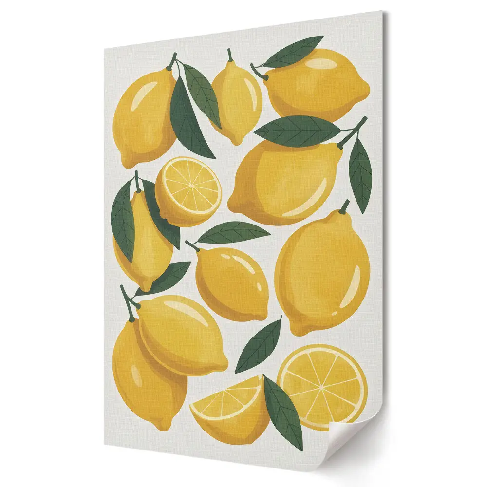 Plakat na materiale polycanvas Świeże cytryny w kolorowej kompozycji