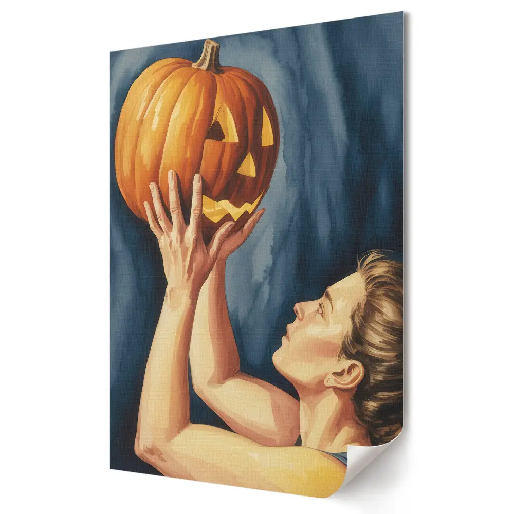 Nowoczesny plakat dekoracyjny Halloweenowa radość i tajemnica dyni