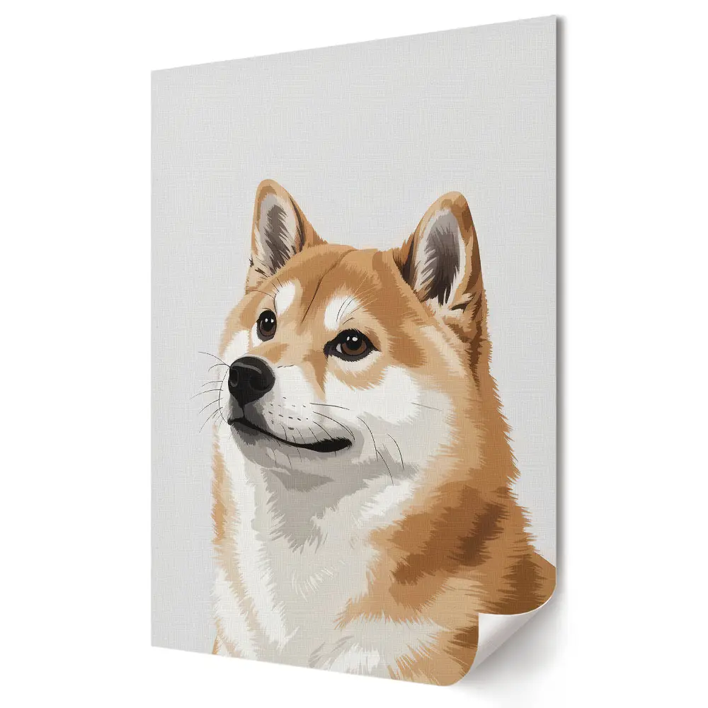 Stylowy plakat na ścianę z portretem psa rasy Shiba Inu