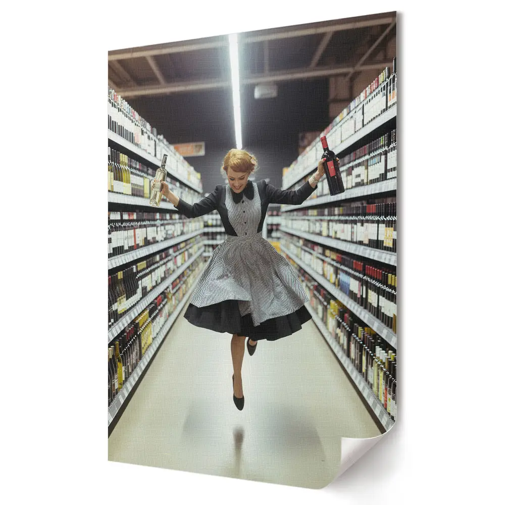 Plakat na materiale polycanvas Radość zakupów w sklepie spożywczym