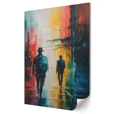 Plakat na materiale polycanvas Tajemniczy spacer w miejskim krajobrazie
