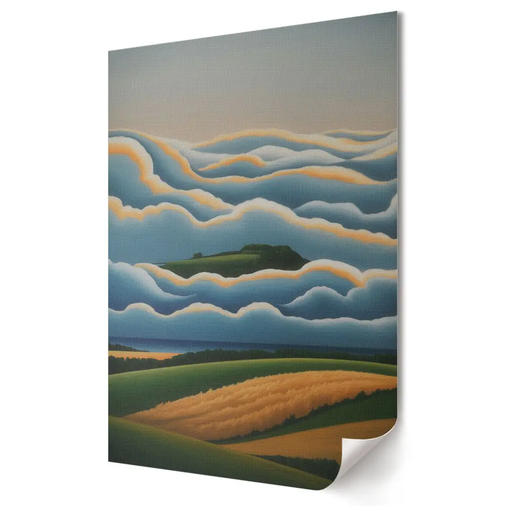 Plakat na materiale polycanvas Spokojne wzgórza w chmurach