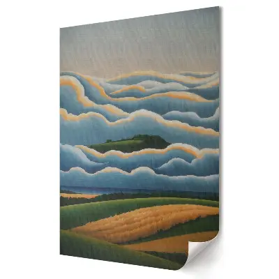 Plakat na materiale polycanvas Spokojne wzgórza w chmurach
