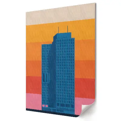 Nowoczesny plakat dekoracyjny przedstawiający nowoczesną architekturę w ciepłych barwach