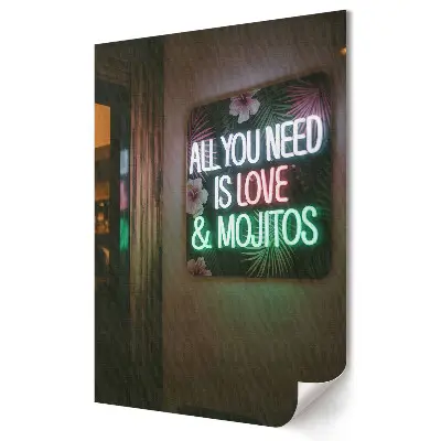 Plakat na materiale polycanvas Miłość i mojito w neonowym blasku