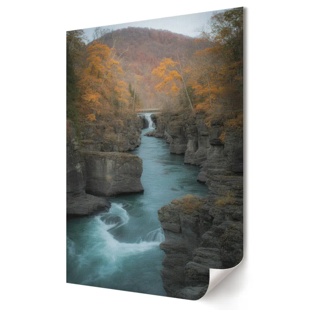 Plakat na materiale polycanvas Jesienne krajobrazy nad spokojną rzeką