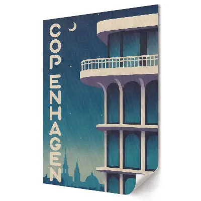Stylowy plakat na ścianę Nowoczesna architektura Kopenhagi nocą