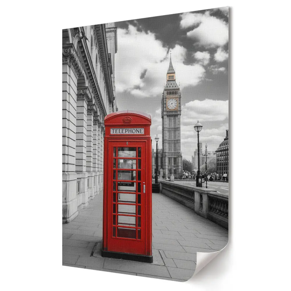 Plakat na materiale polycanvas Czerwona budka telefoniczna w Londynie