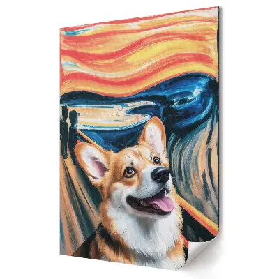 Grafika ścienna na płótnie z wizerunkiem corgi w stylu ekspresjonizmu abstrakcyjnego