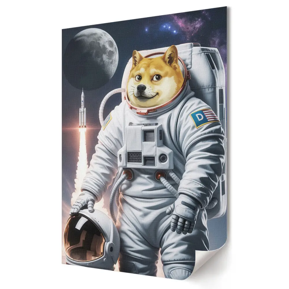 Plakat na płótnie polycanvas Pies astronauta w kosmicznej misji