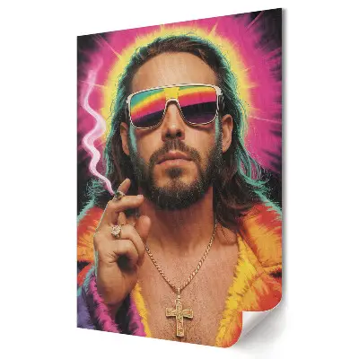 Stylowy plakat na ścianę w kolorowym stylu lat 80.