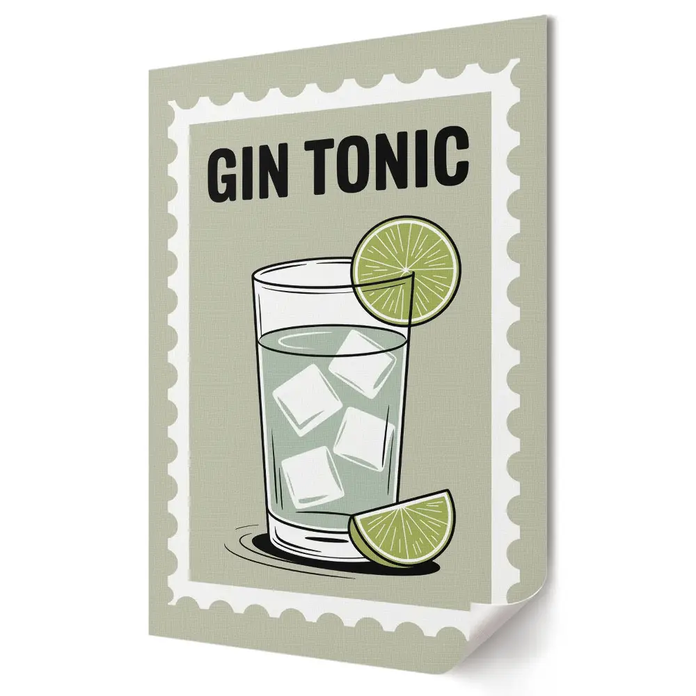 Plakat na materiale polycanvas Orzeźwiający gin z limonką
