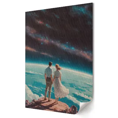 Plakat na materiale polycanvas Miłość wśród gwiazd i chmur