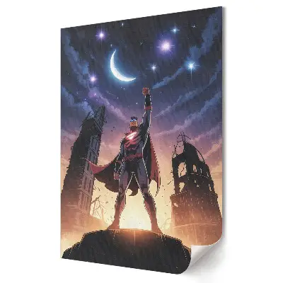 Stylowy plakat na ścianę Superbohater w blasku gwiazd