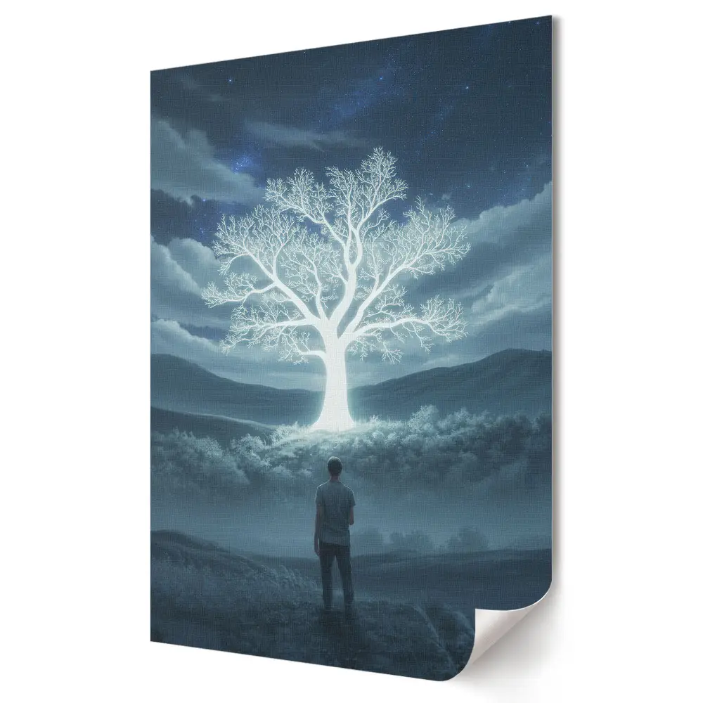 Plakat na materiale polycanvas Magiczny świat podświetlonego drzewa