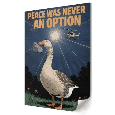 Plakat na materiale polycanvas Gęś w obliczu konfliktu i chaosu