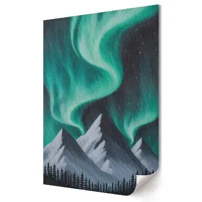 Plakat na materiale polycanvas Zimowy pejzaż z aurorą borealis
