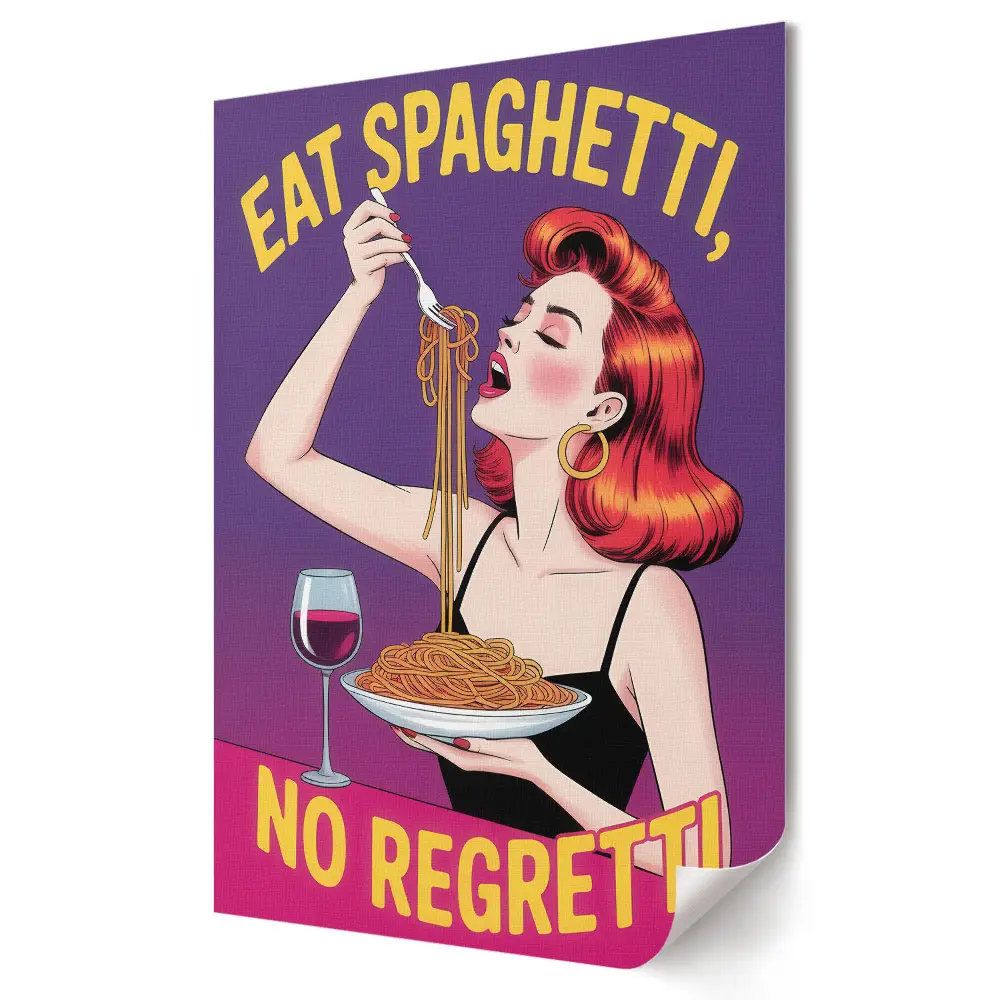 Stylowy plakat na ścianę Spaghetti i radość bez wyrzutów