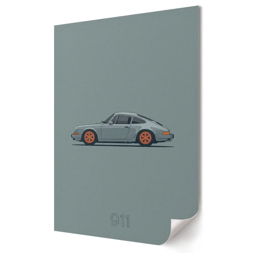 Plakat na materiale polycanvas Stylowe Porsche 911 w minimalistycznym designie