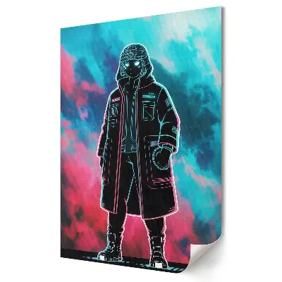 Grafika ścienna na płótnie Kosmiczny wojownik w neonowych barwach