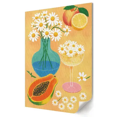 Stylowy plakat na ścianę Kwiaty i owoce w pastelowych tonach