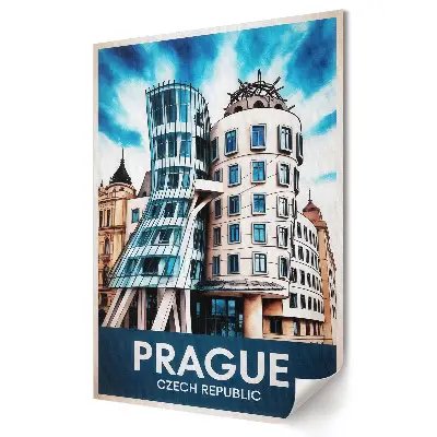 Stylowy plakat na ścianę Nowoczesna architektura Pragi w kolorze