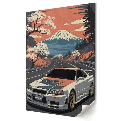Plakat na materiale polycanvas Japońska legenda na tle górskiej scenerii