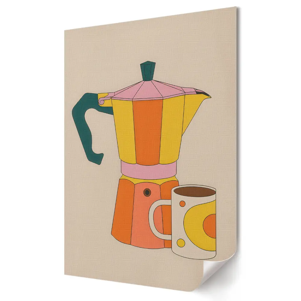 Stylowy plakat na ścianę Kolorowa kawa w stylu retro
